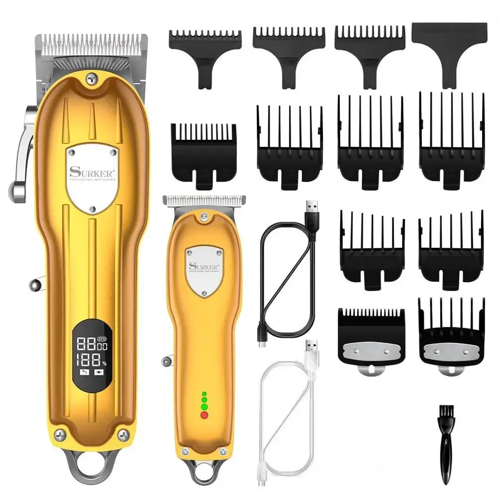 Clippers Professional Hair Clippers Combo Kit Haircut Machine Justerbar hårtrimmer för män Skägg Grooming Kit Readgeble