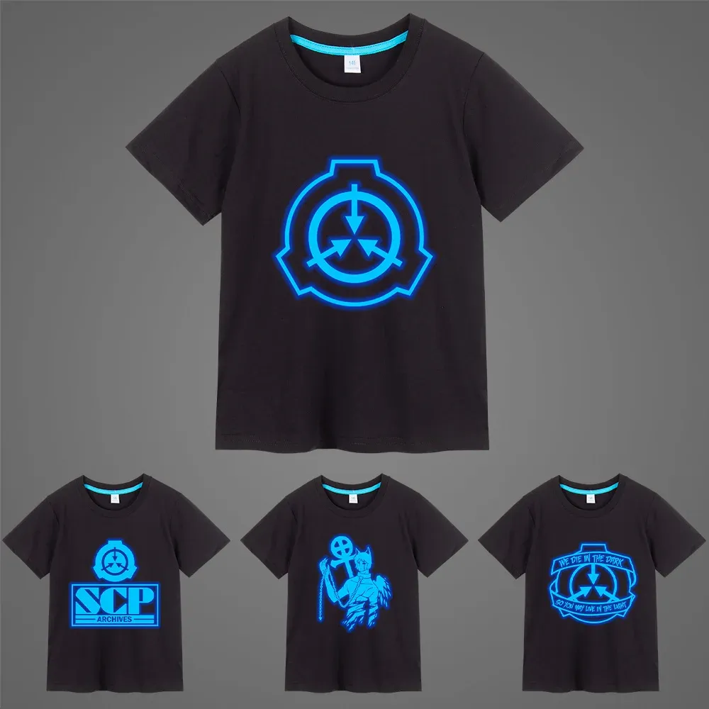 TシャツSCP Foundation蛍光luminous Children Tshirt Boy Kids短袖Tシャツ2022新しい夏のコットンボーイベビー服