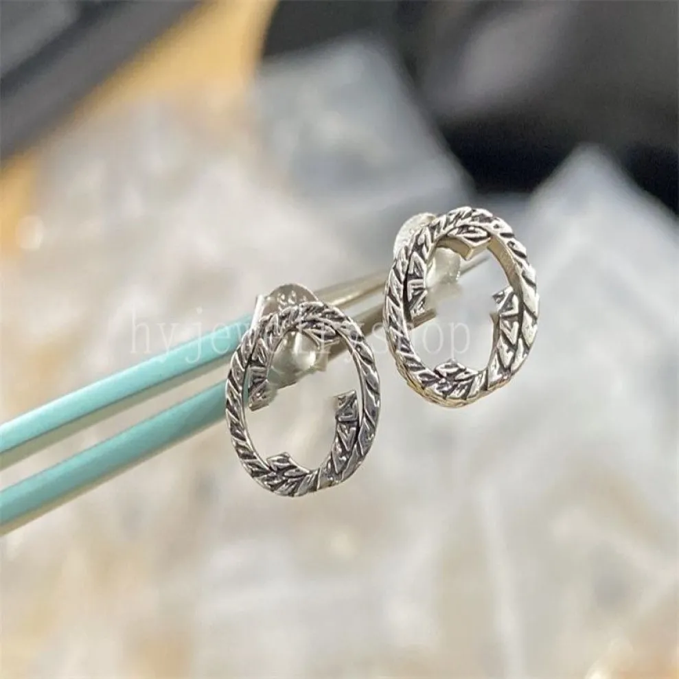 Double G Designer Letter G Logo Round Stud Earring Hanger ketting Bracelet Ring Set 925 Sterllling Silver Jewelry Men Women Valen2543