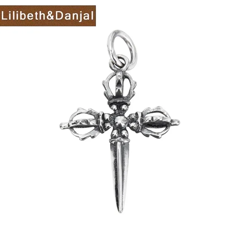 Necklaces Necklace Pendant 925 Sterling Silver Cross Vajra Pestle Woman Men Luxury Quality Fine Jewelry Free Shipping 2023 Wholesale P19