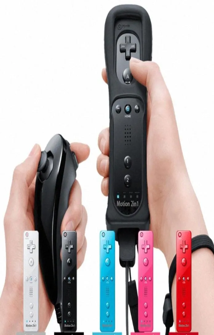 Game Motion Plus Remote Nunchuck Controller Wireless Gaming Nunchuk Controllers for Wii Games Console مع Silicon Case Strap 3202983