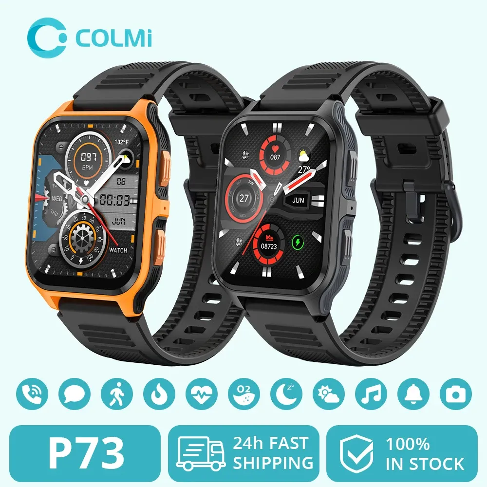 Kontroll Colmi P73 1.9 "Outdoor Military Smart Watch Men Bluetooth Ring Smartwatch för Xiaomi Android iOS, IP68 Vattentät fitnessklocka