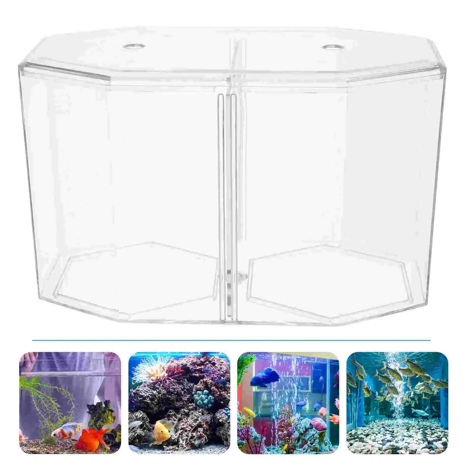 Aquarien achteckige Fischtank klare Zucht Goldfisch -Garnelenbehälter kleine Aquarium Acryl Haushaltsbaby Plastikbehälter