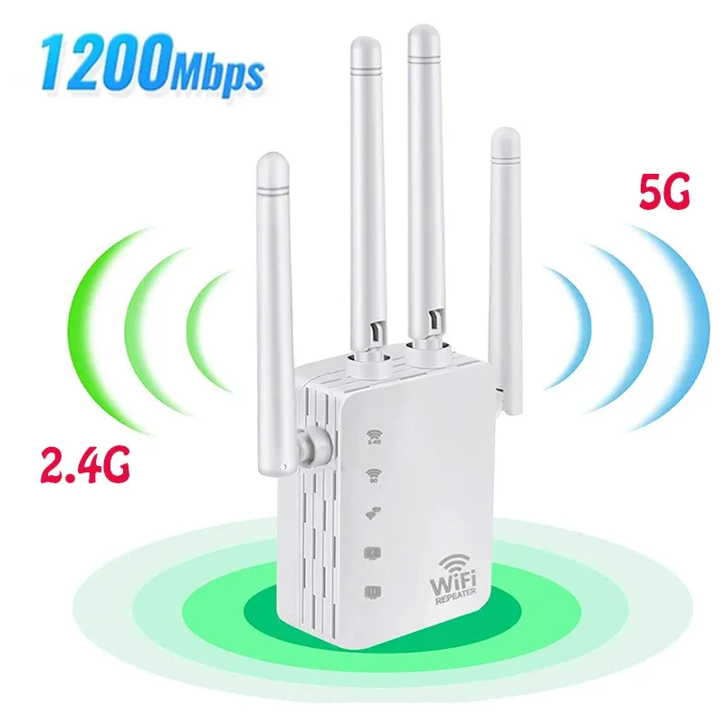 Routers 5 Ghz WIFI Booster Repeater Wireless Wi fi Extender 1200Mbps Network Amplifier 802.11N Long Range Signal WiFi Repetidor