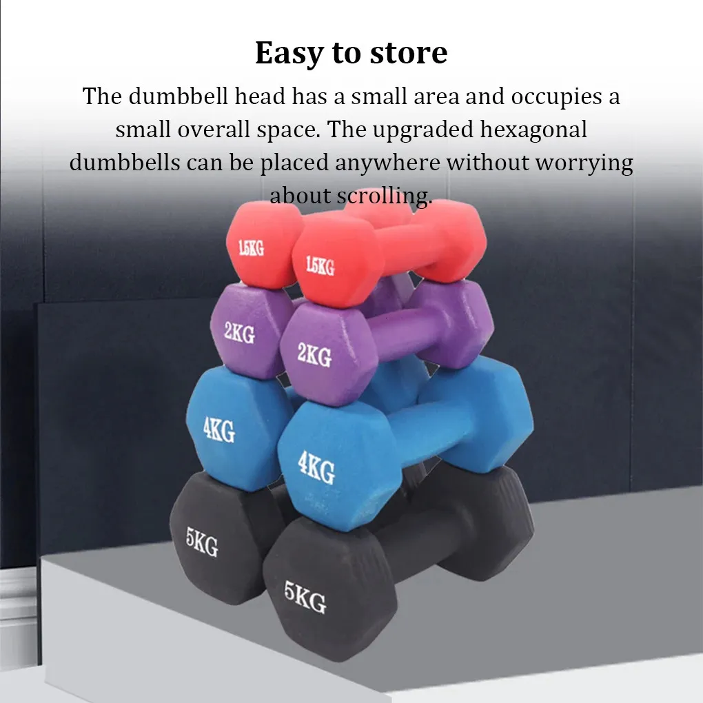 Dumbbell Hex Shape Anti-collision Fitness Equipment Waterproof Dumbells Weightlifting Tool Arm Straining Accessories RandomColor 240418