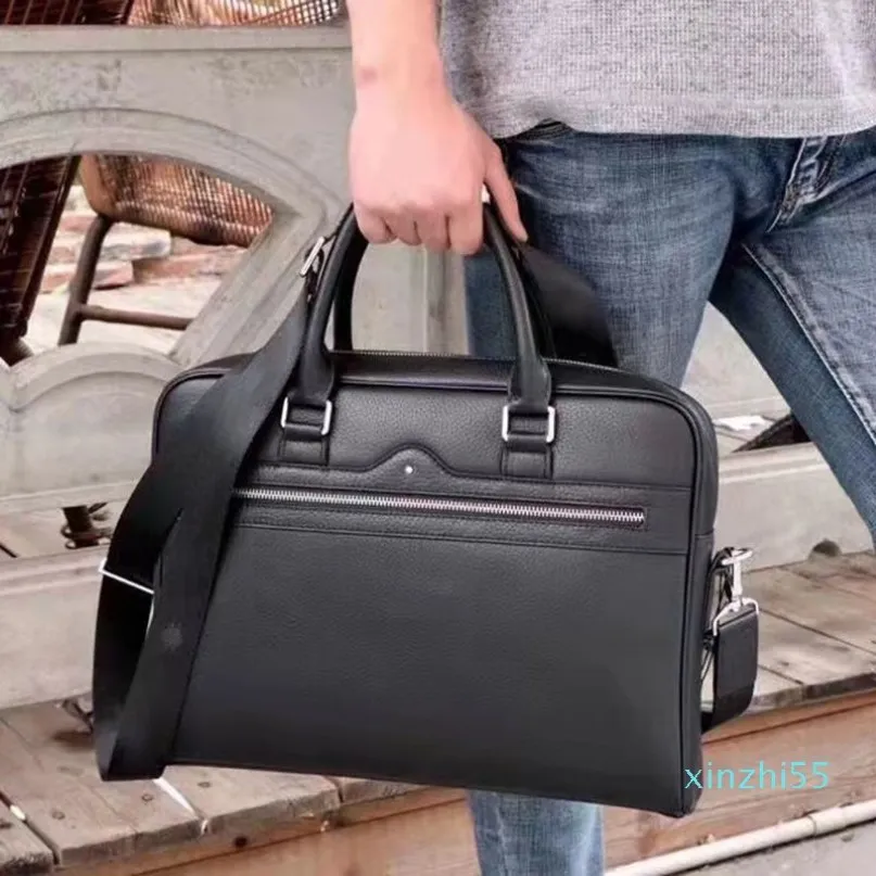 Luxe designer aktetas voor mannen Real Leather Business Laptop Bag Gentlemanly Attache Case met verwijderbare strap268h