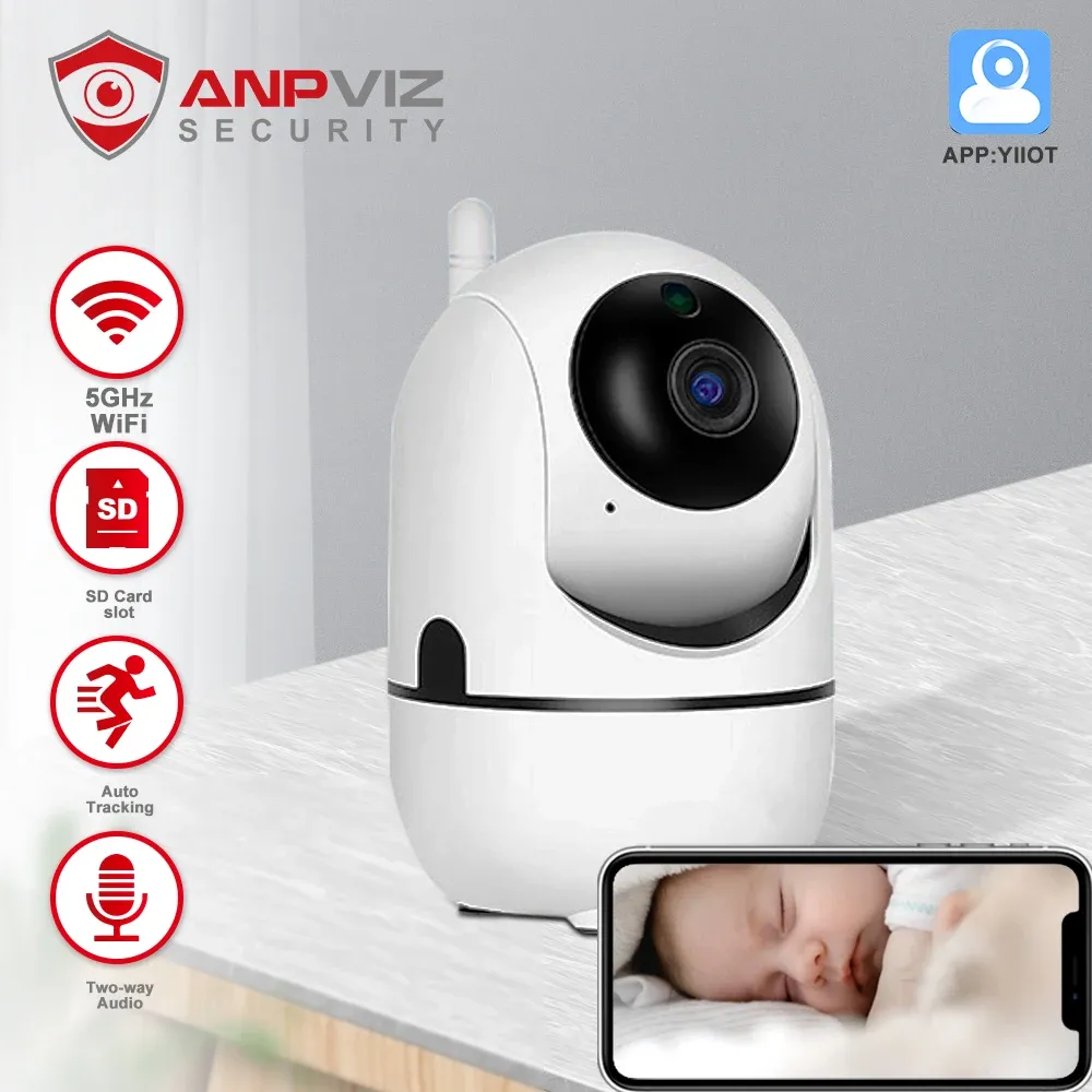 Sterowanie ANPVIZ 1080P Mini PTZ kamera Wi -Fi Smart Smart Baby Monitor Mini bezprzewodowy aparat IP Obsługa 5G WIFI Auto śledzenie YIIOT Widok aplikacji