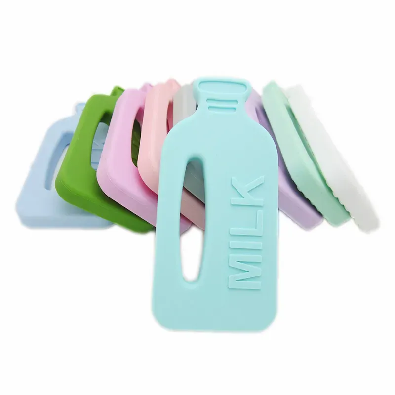 Silicone Milk Bottle Teether BPA Free FDA Approved Baby Teething Toys Milk Bottle Soothers Chewable Toy Toddlers Infant Gifts