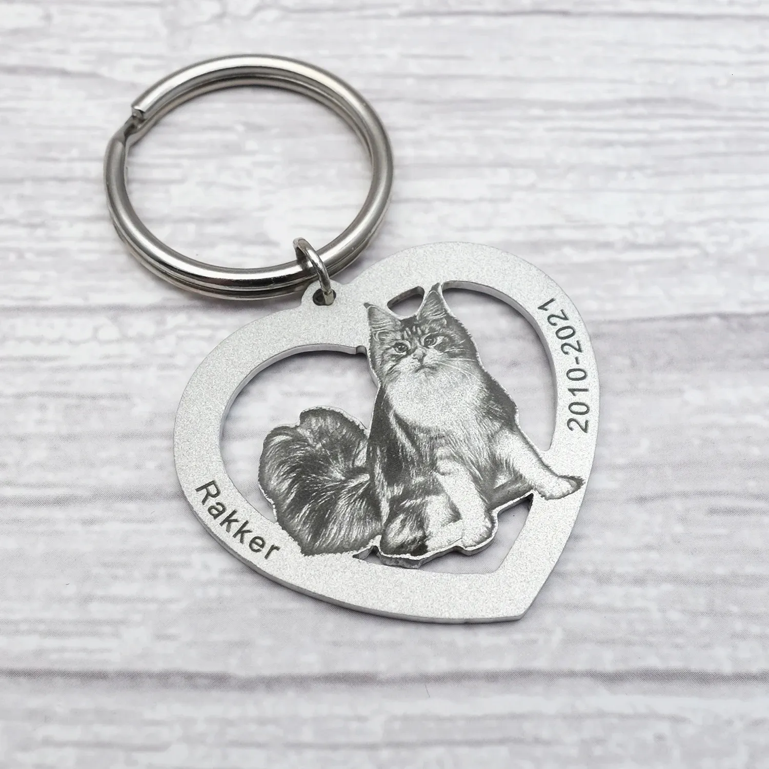 Personlig hjärta PO Keychain Custom Picture Keychain Cat Keyring Birthday Present Keepakeminnet Dog Keychain Par Keychain 240416