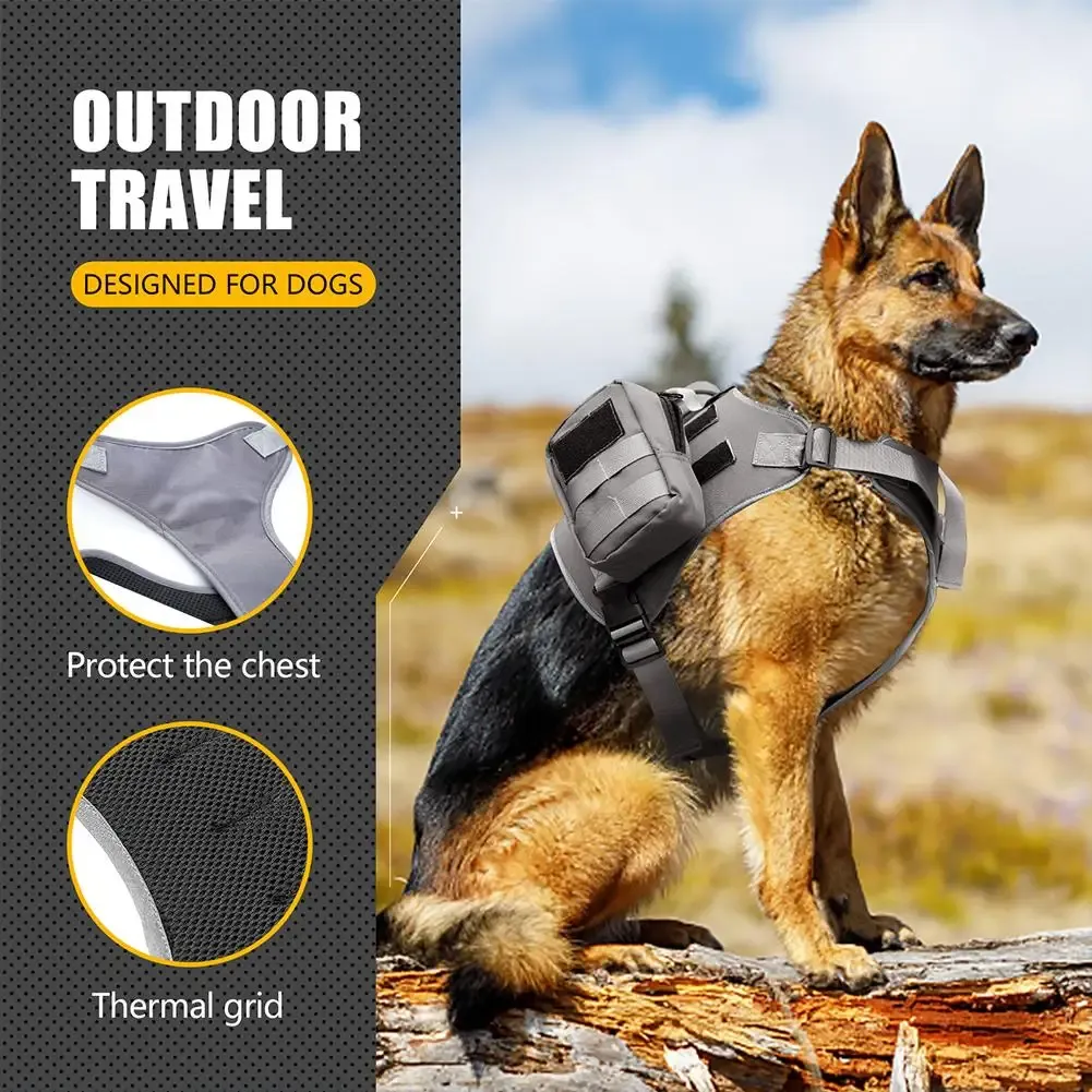 バッグyouzi1pc犬サドルバッグ調整可能バックパックハーネスサドルバッグ、キャンプ旅行のための安全サイドポケット付き