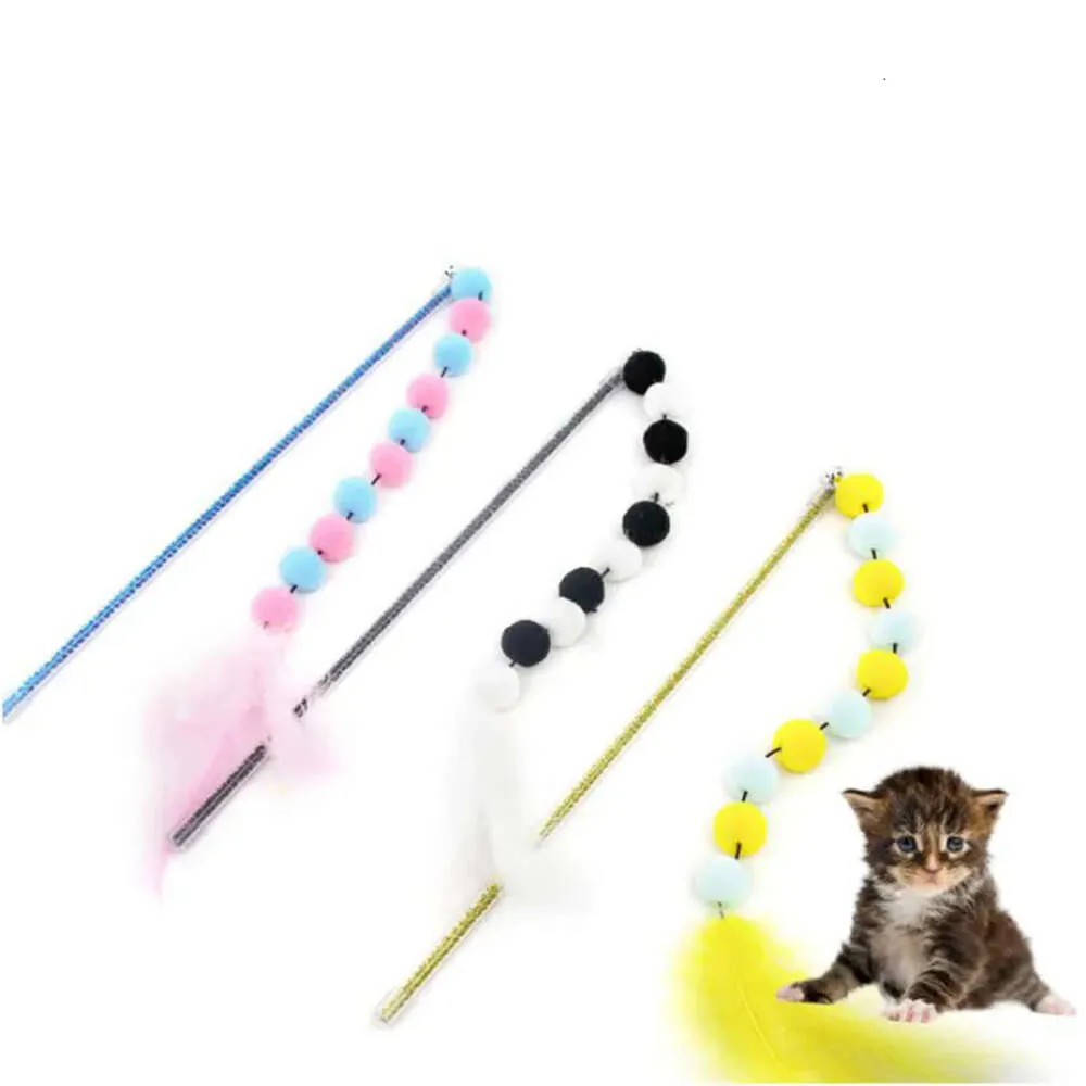 Retande Stick Cat Toys Pet Feather Wand Funny Kitten Interactive Toy for Housely Animals Cats Entertainment S