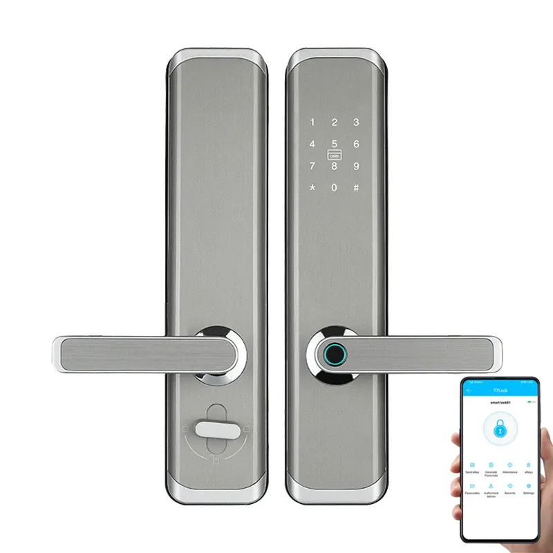 Controle biométrica de impressão digital bloqueio Smart Lock Ttlock remoto desbloqueio sem chave Senha eletrônica de senha eletrônica RFID Bloqueio da porta