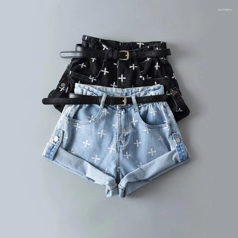 Women's Jeans King High Waist Curl Show Belt Denim Shorts