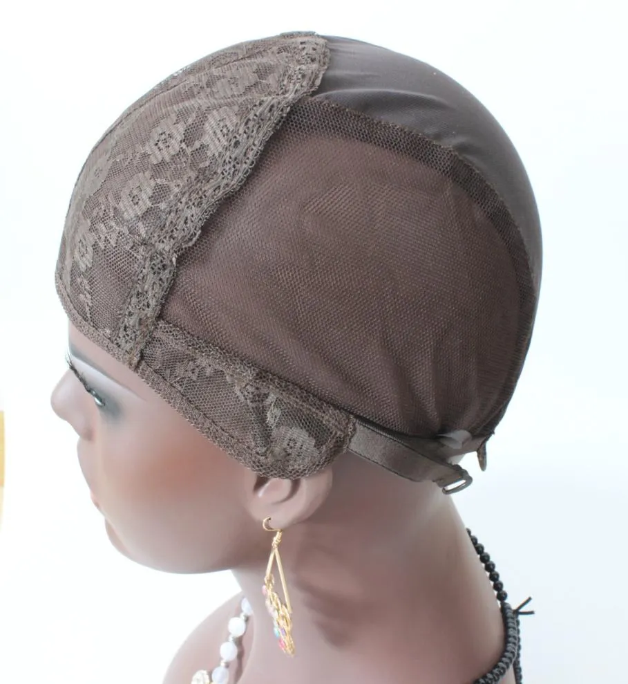 3pcs Brown Color Cap de perruque juif pour fabriquer des perruques Bouclage de bracelet ajusté Foundation de casquette à l'intérieur de la tât à cheveux intérieure Terma Diy7601988