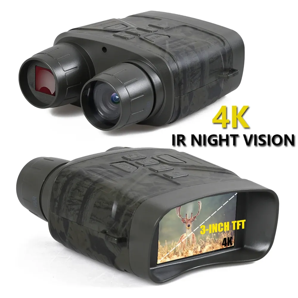 Kameror 4K HD Binocular Night Vision Device 36MP 5X Digital Zoom Hög förstoring Kikare Infraröd Optik NV -jaktkamera