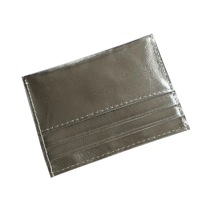 ThoShors Nuovo Silvertone Case Case Genuine Leather Women Card Holder Elegant Coin Purse Cowhide Organizer per le carte di credito Business ID Business