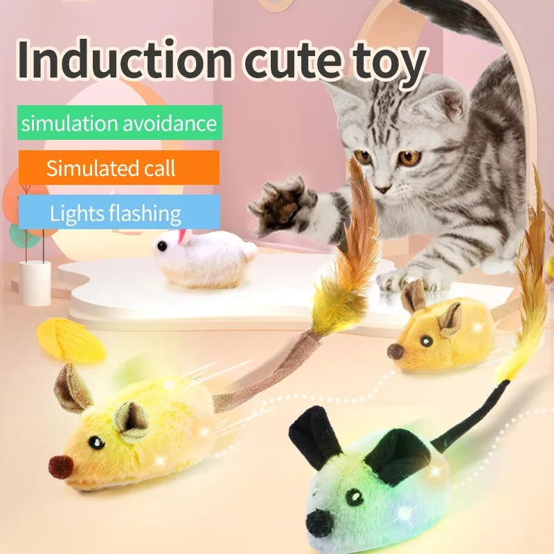 Smart Running Mouse Cat Toy Interactive Random Moving Electric Toys Simulation Mice Catten Sellshiping Plush 240410