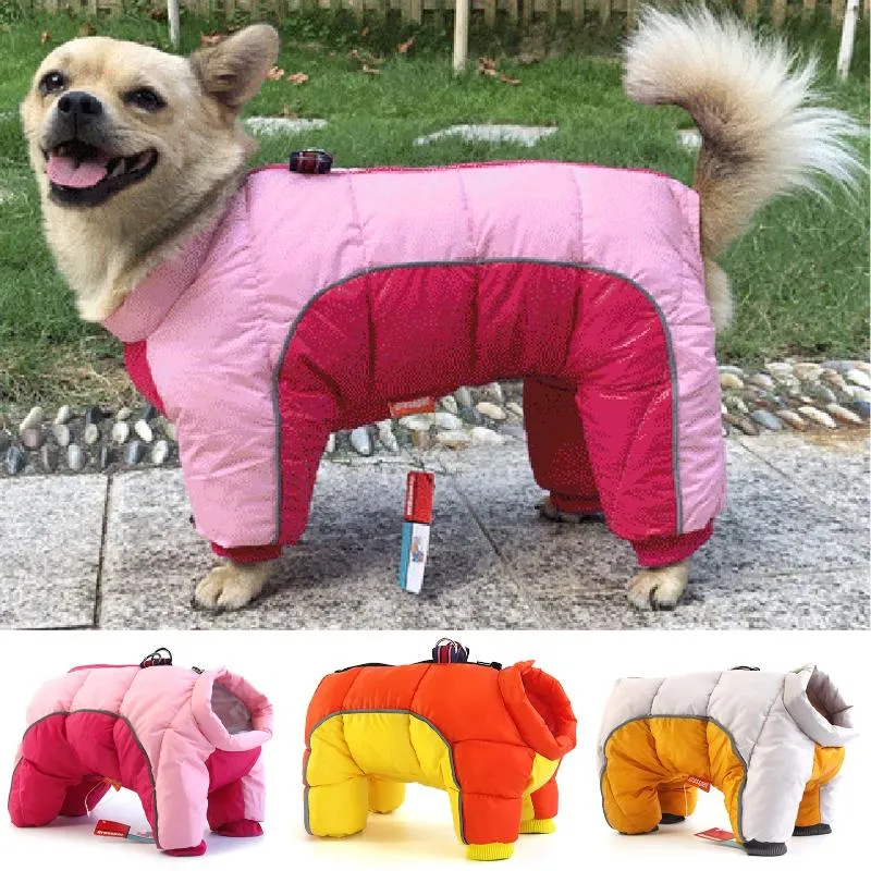 Vêtements pour chiens vêtements pour animaux de compagnie veste chaude épaissie extérieure extérieure étanche au vent en coton couche à saut de combinaison de combinaison de combinaison