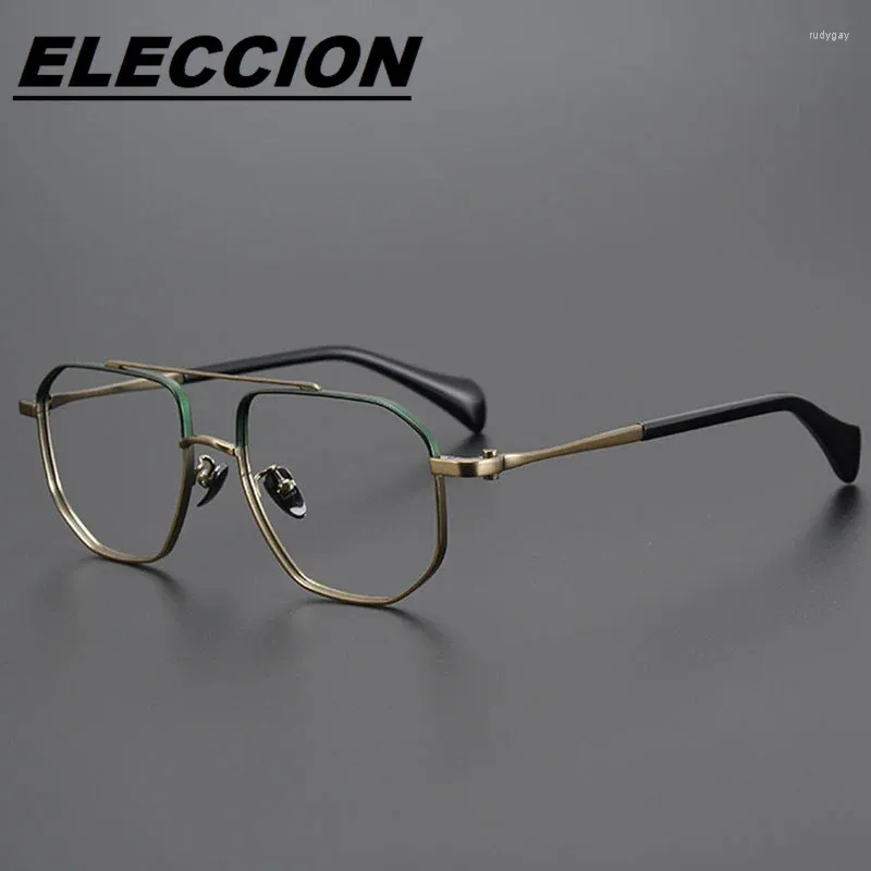 Lunettes de soleil Frames Pure Titanium Double Beam Pilot Pilote Feswear Frame Men Luxury Optics Lunes Mâles Gradient Mâle Embouts Myopie Poscription