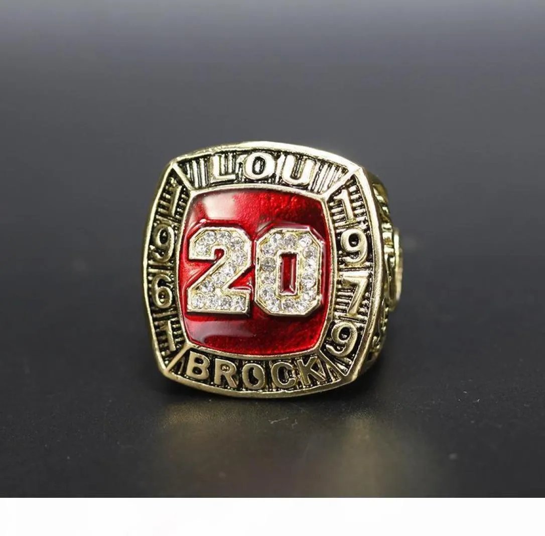 Hall of Fame Baseball 1961 1979 20 Lou Brock Team Champions Championship Ring com caixa de madeira fã de lembranças do presente Whole6418152