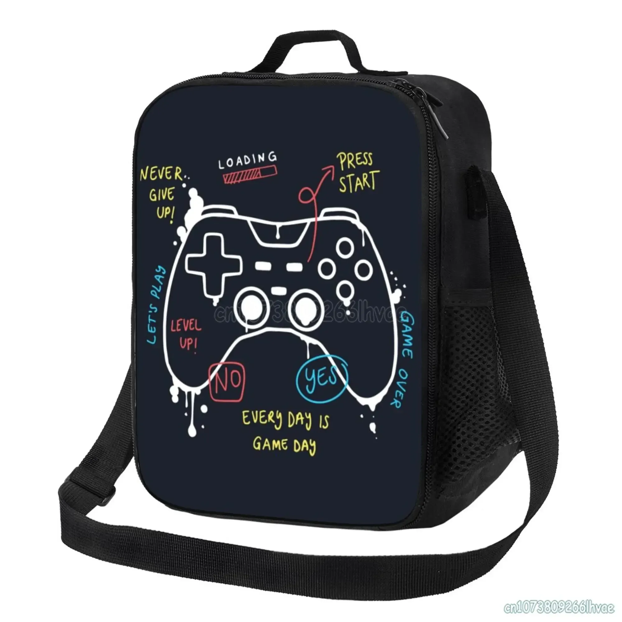 Bolsas Gamer de juego de videojuegos Juega para juegos Bolso de almuerzo con aislamiento Tote bolso de bolsillo de alimentos bolsas para enfriadores para la oficina de trabajo escolar de la playa