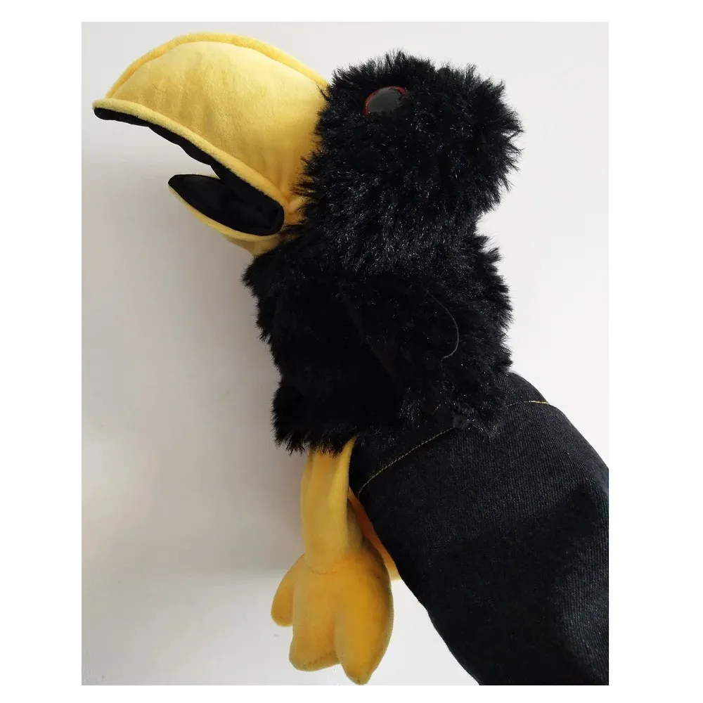 Style Plush Crow Toy Action Toy Figures Hand Puppet Söt plyschdocka Props Utbildningsleksaker 240415