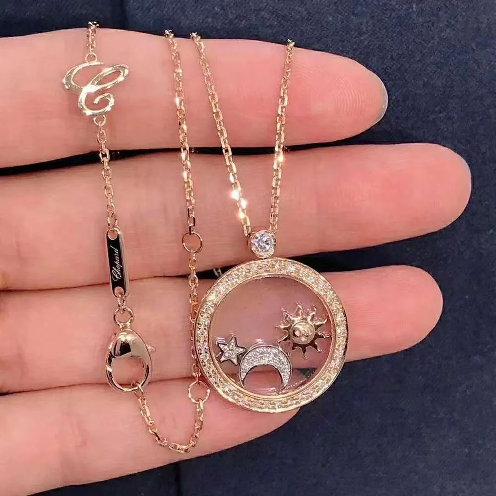 Luxury Designer Chopard Jewelry Chopares Necklace v Gold Love Bow Knot Three Diamonds Sun Moon Star Full Sky Star Chopin Collar Chain Straight