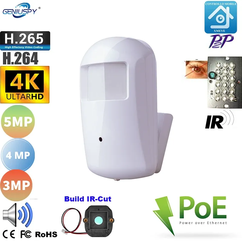 Lens H.265 3MP 4MP 5MP 4K 8MP 940NM IR PIR HOLD POE IP CAMERA AUDIO MINI CAM XMEYE Support Alarm E -post Foto DETEKTION