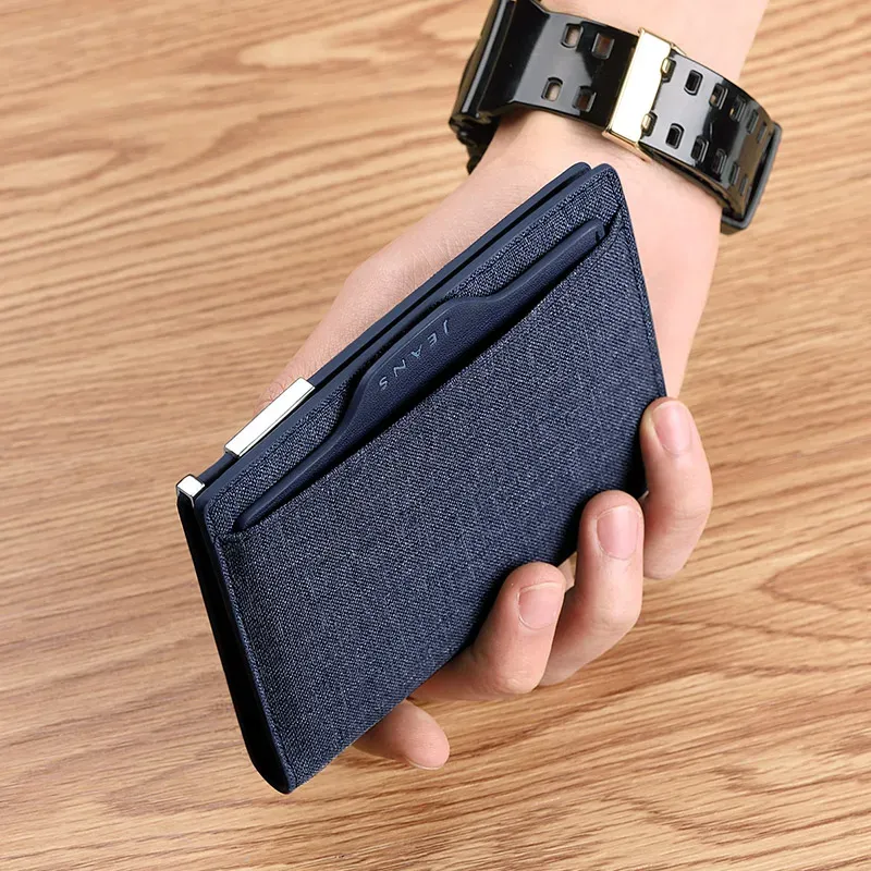 Brieftaschen Williampolo Wallet Männer Kleine Mini Ultradünn kompakte Brieftasche handgefertigte Brieftasche Leinwand Kartenhalter Kurzes Design Geldbeutel Neue PL191470