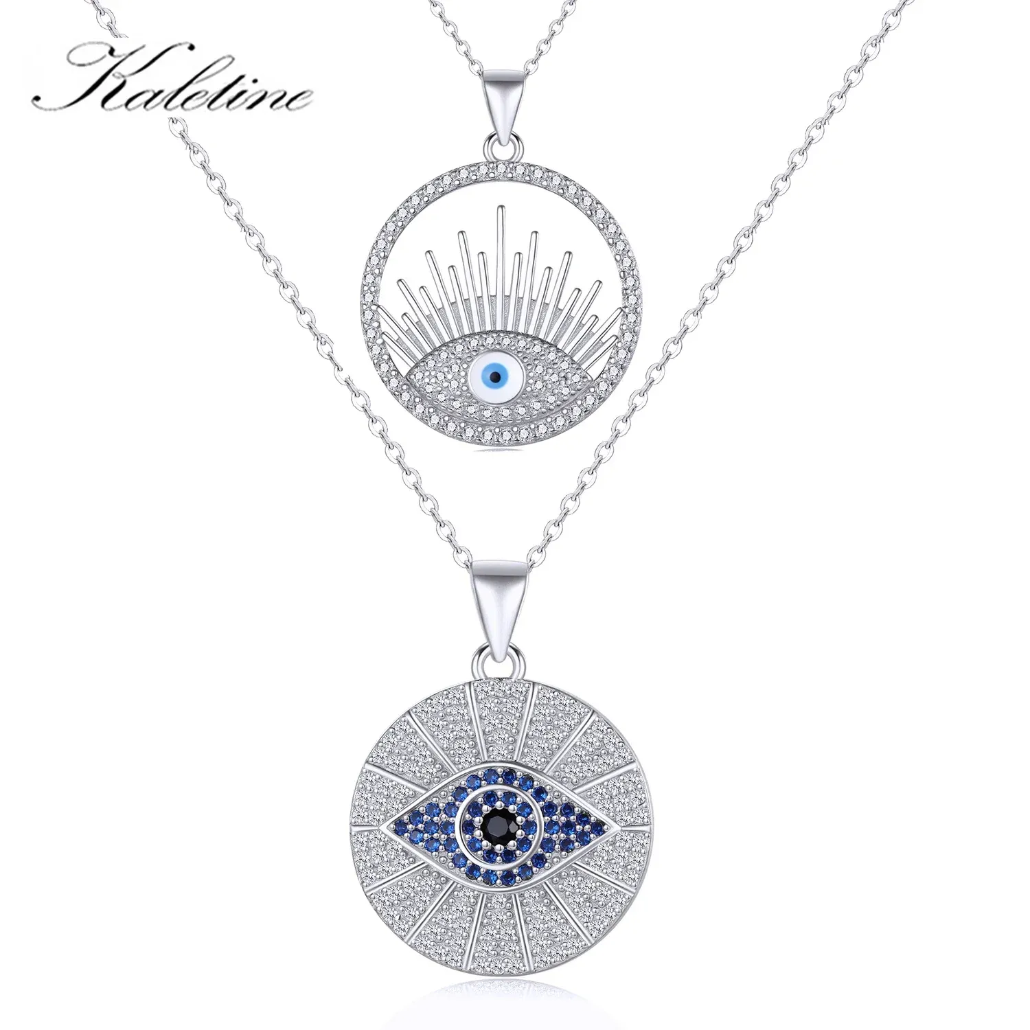 Halsband Kaletine Luxury Crystal Evil Eye Pendant Charms för halsband som gör DIY 925 Sterling Silver Emamel Charm Birthday Jewelry