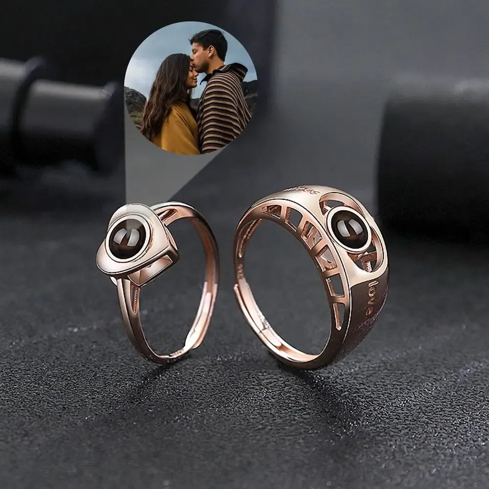 Rings Customized Ring Projection Photo Rings for Women Couple Jewelry Round Heart Mens Family Wife Girl Wedding Personalized Gifts