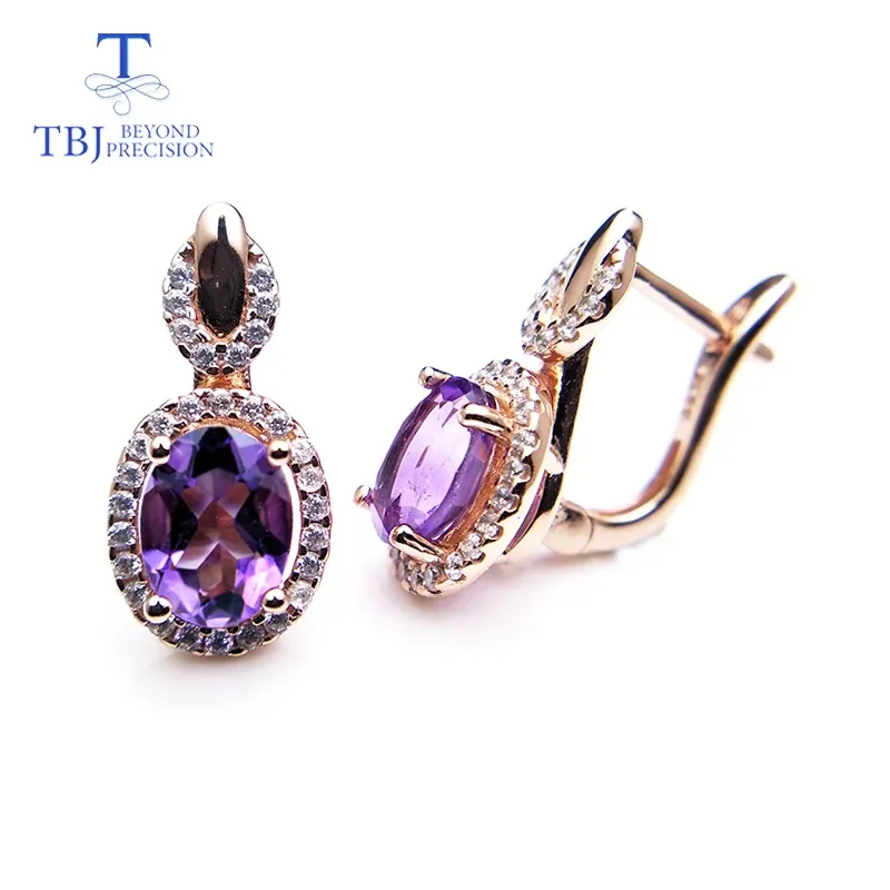 Küpe TBJ, Doğal Afrika AMETHYST TEŞİ TEŞEKKÜRÜ KULLANICI KULLANIM 925 STERLING Gümüş Sarı Altın Renk Parlak Hediye Kadınlar için