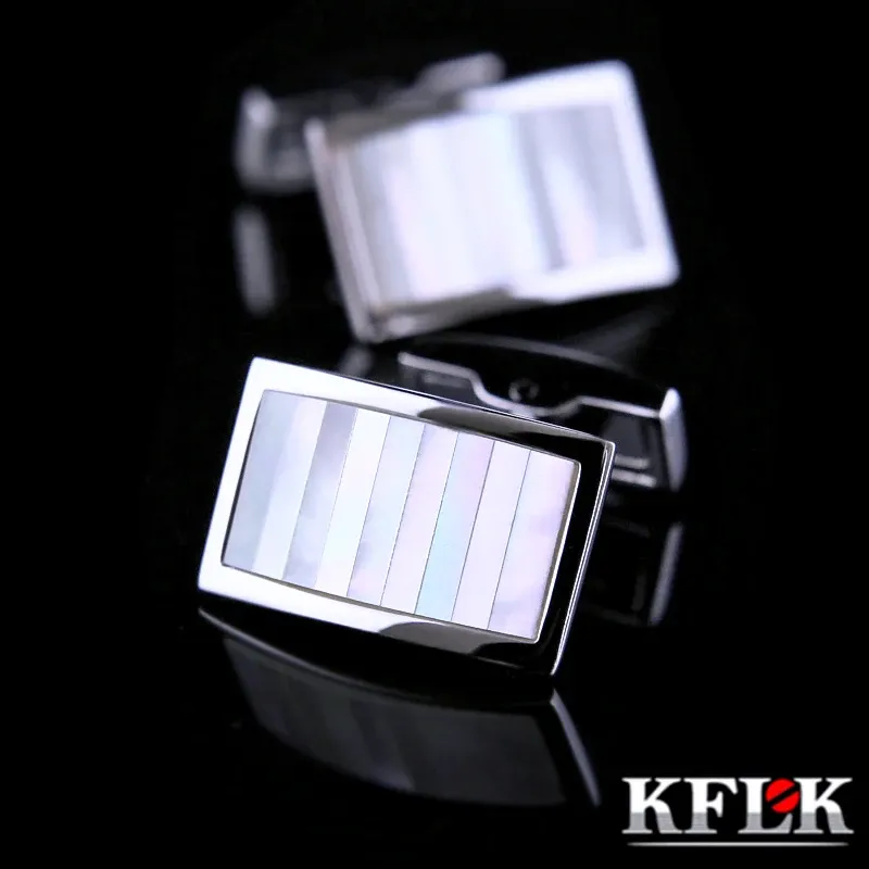 Links kflk sieraden shirt manchetlink voor herenmerk mode shell cuff links knoppen hoogwaardige luxe bruiloft bruidegom mannelijke gasten