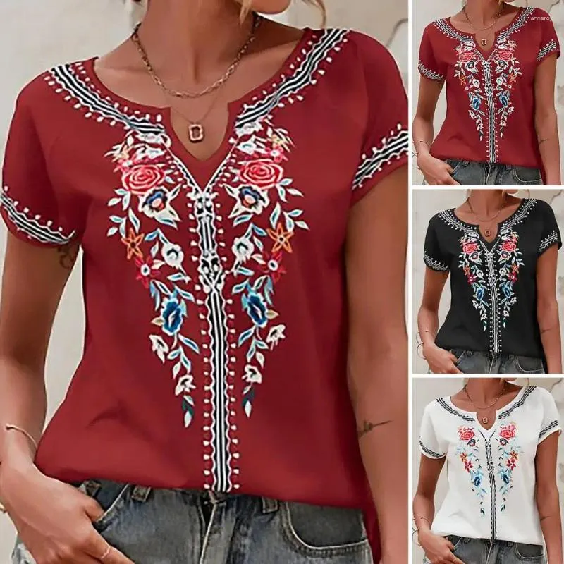 Blouses pour femmes T-shirt à manches courtes en V