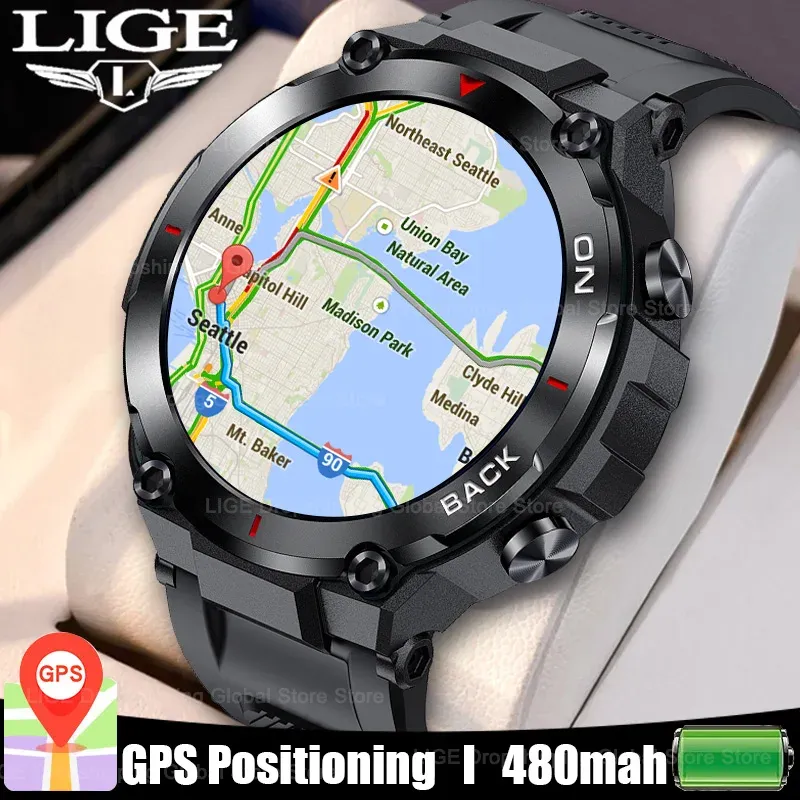 Watches Lige 2023 GPS Smart Watch Sports Fitness Armband Call påminnelse PEPLATE IP68 Vattentät smartur för män Android iOS Watch