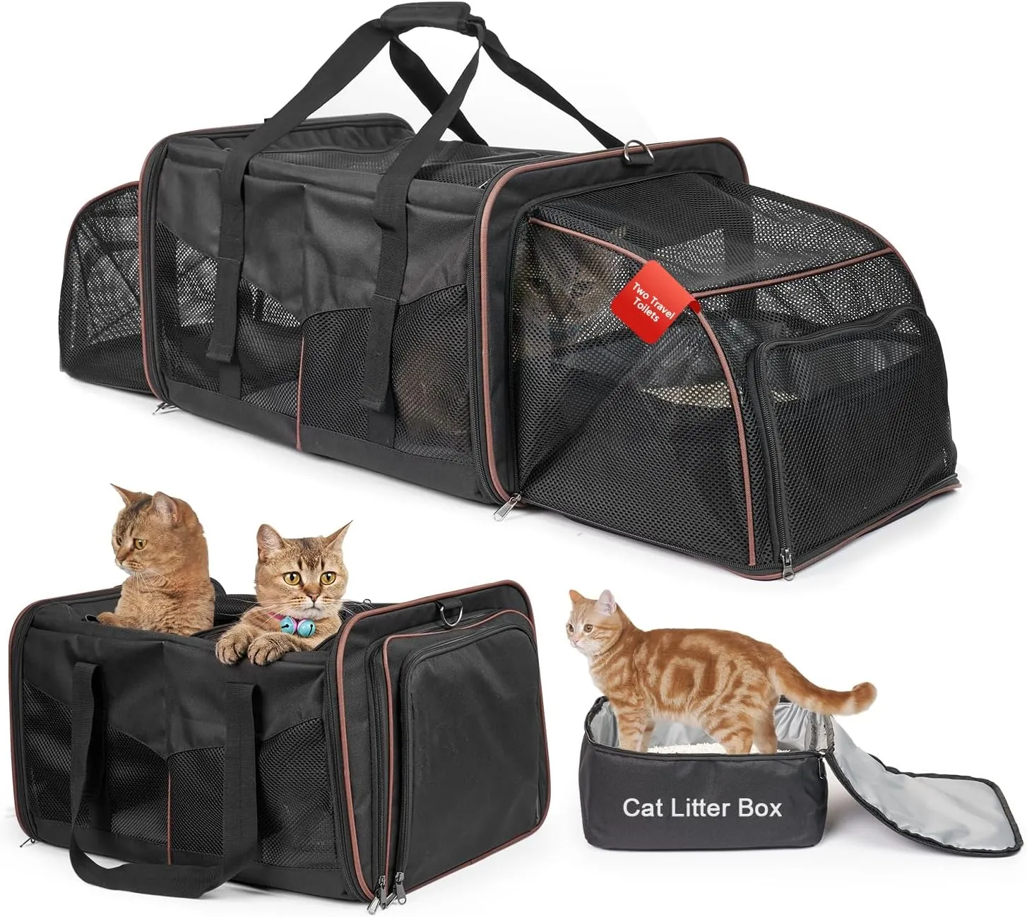 Save Big on Bulk Cat Car Travel Carrier With Litter Box LitaiL Cat Travel  Carrier With Litter Boxes Double Pet Carrier For Cats Up To Kg/35 Lb 