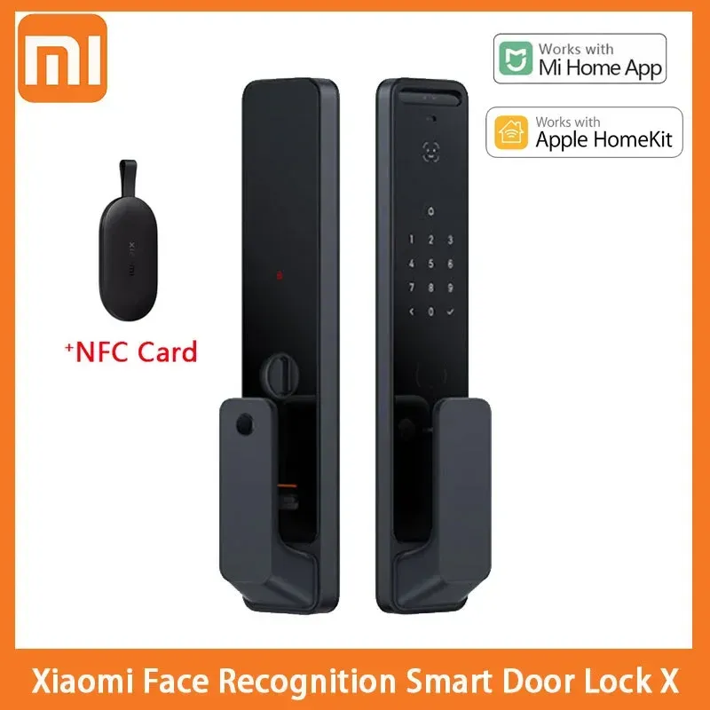 Kontroll Xiaomi Smart Door Lock X 3D Face Erkännande med kamera Bluetooth -fingeravtryck NFC Unlock Work for Mihome App Apple HomeKit Lock