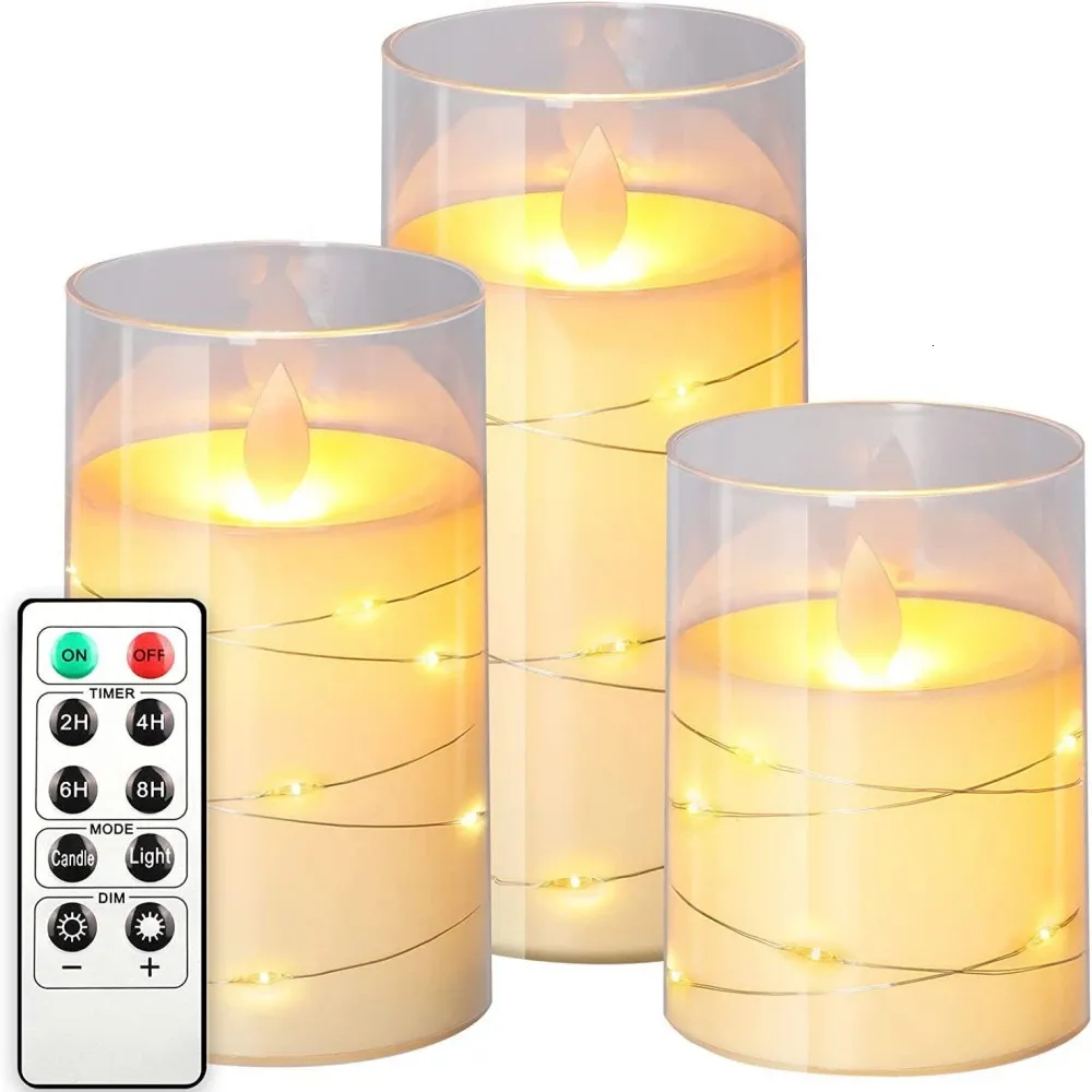 Control remoto con luces de vela electrónicas LED LED de LED set sin en llamas para la Navidad Decoración de cumpleaños de la boda 240417