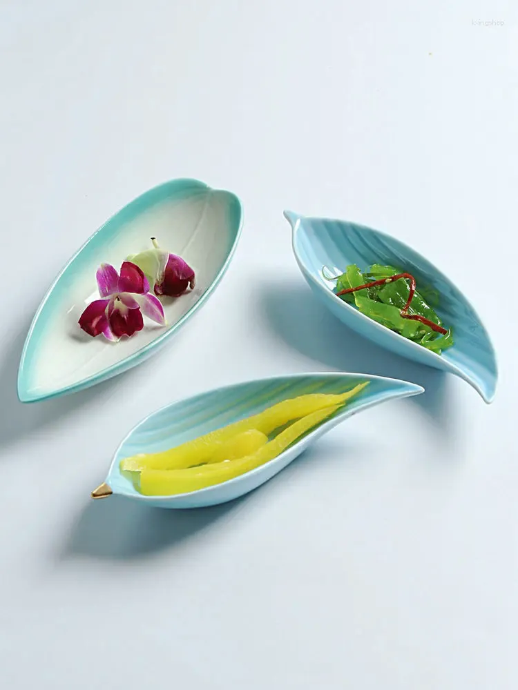 Assiettes Bols de collations de feuilles japonaises en céramique petits sushis Moutarde d'assaisonnement Ustensiles pour ménage