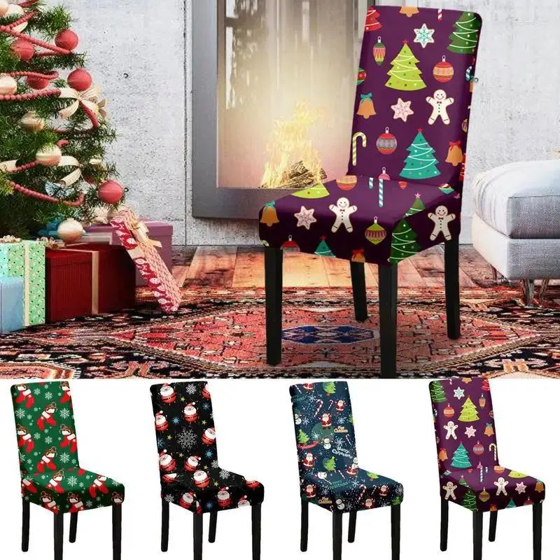 Couvre-chaise couvercle de Noël Protecteur Couleur solide Élasticité de taille universelle