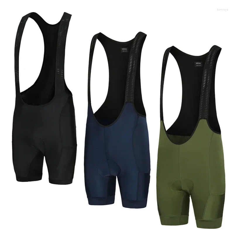 Motorkleding 2024 Cycling Bib shorts met 2 x 750 ml zakken heren bretelle blauwe mannen lycra