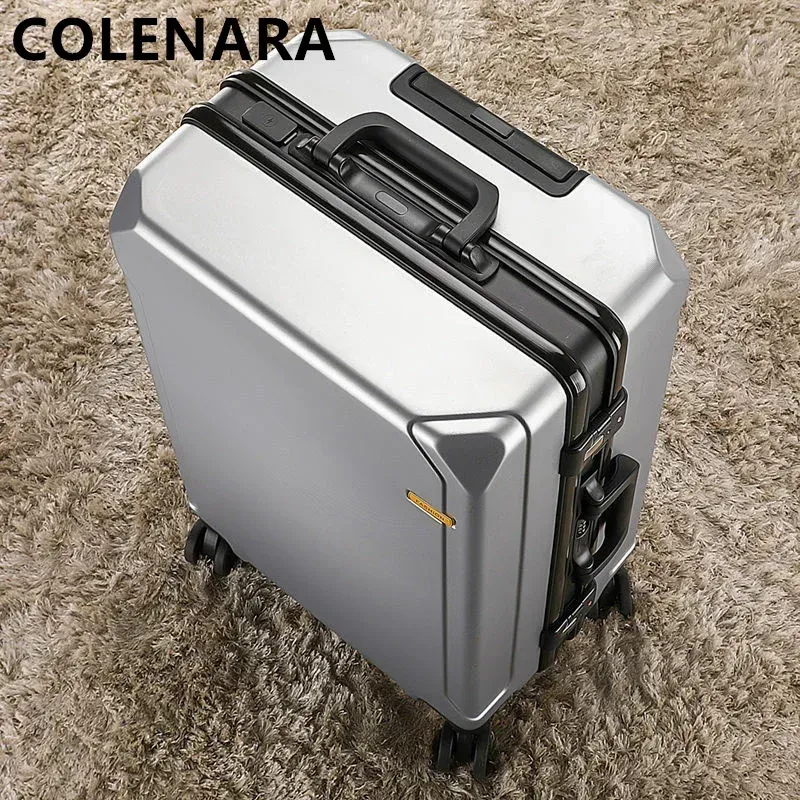 Luggage COLENARA Luggage ABS + PC 20 Inches Boarding Box 26 "28" Large Capacity Aluminum Frame Trolley Case 22 "24 Rolling Suitcase