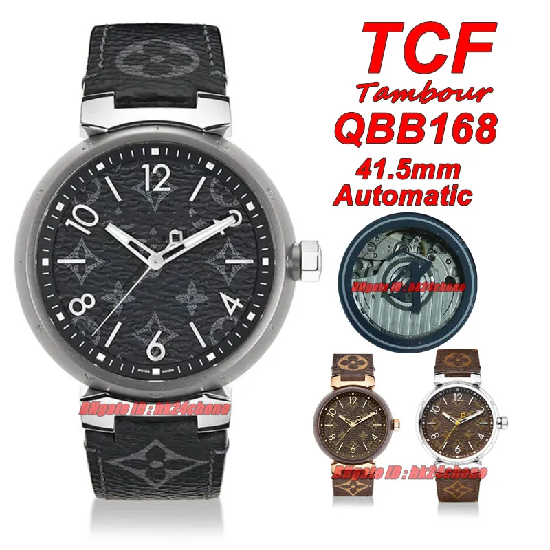 Luxury Mens Tambour Automatic Watch Sapphire Dial Leather Strap