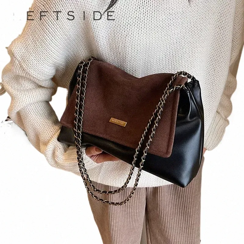 leftside Y2K Retro Leather Design Shoulder Bags for Women 2023 Korean Fi Chain Armpit Bag Female Crossbody Bag Handbags v1ab#