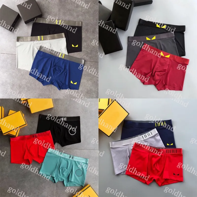 3pcs/Box Mens Unterwäsche Boxer Designer Buchstaben gedruckt unterpacker atmungsaktiver Eisseide Boxer