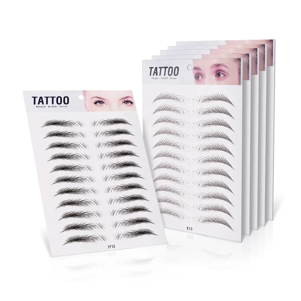 Tatoeages 10 stcs wenkbrauw tattoo sticker waterdichte wenkbrauw sjablonen gereedschap cosmetica professionele make -up oog wenkbrauw shaper wenkbrauwen sticker