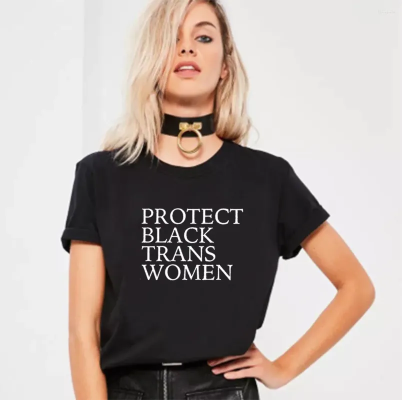 Женские футболки защитите черную транс -рубашку лето хараджуку футболка хлопка с коротким рукавом Camiseta Mujer Casual Tee Femme