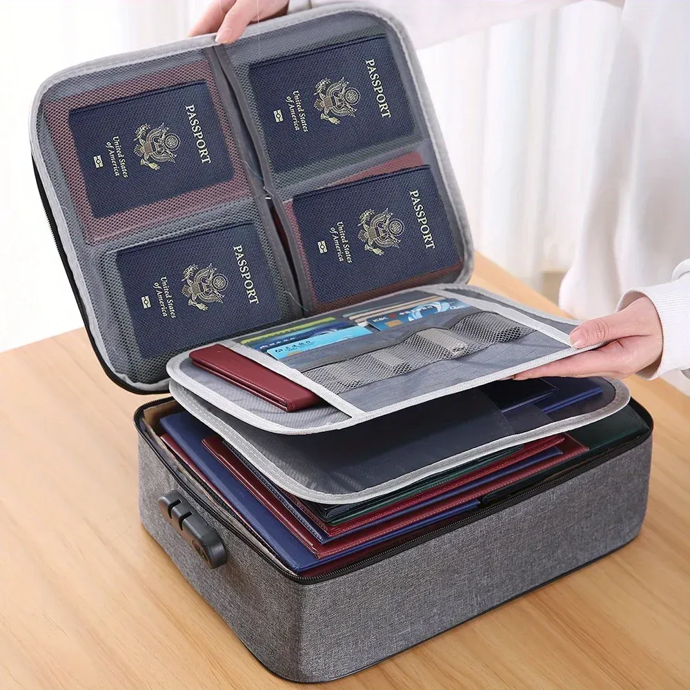 Bolsas Organizador de archivos Documento de bolsas de oficina en casa Safe Safe Bagmultilayer Almacenamiento portátil para certificados importantes de pasaporte legal