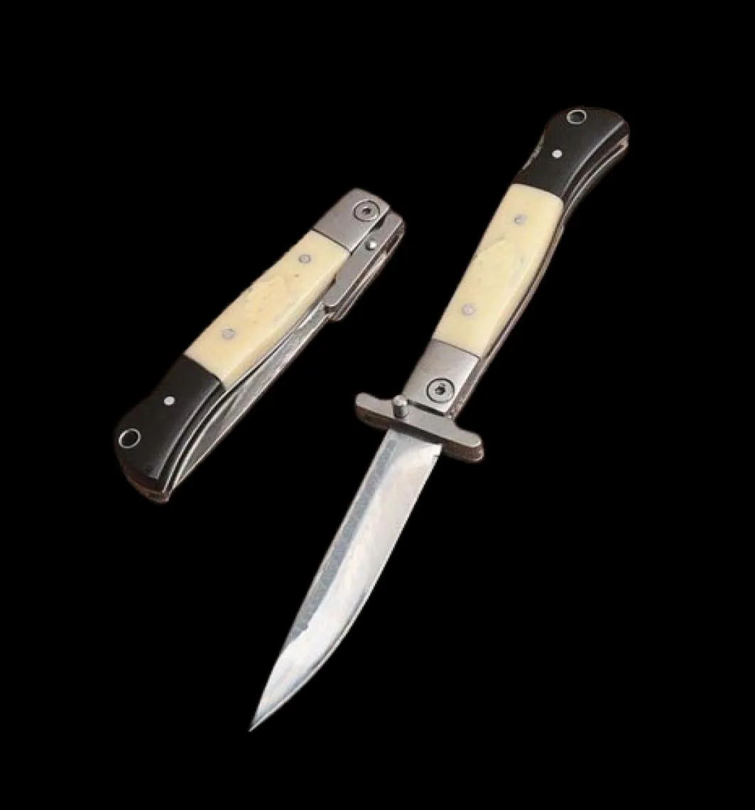 Tactical Folding Knife D2 Satin Blade Cow Bone Handle Outdoor Camping Hiking EDC Pocket Knives With Nylon Bag9578968