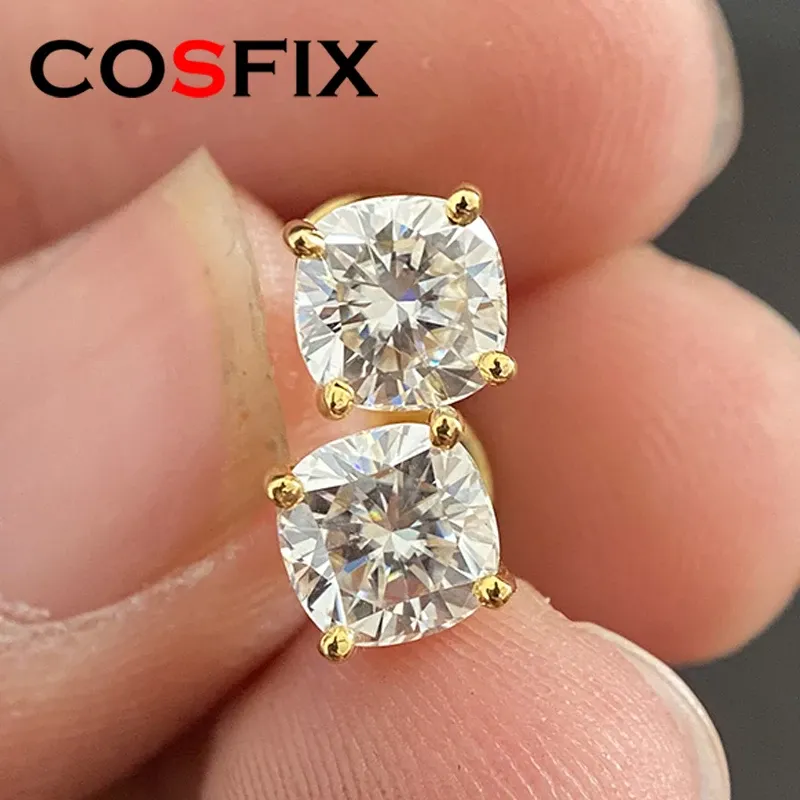 Earrings 0.51ct Moissanite Stud Earrings For Women Pear Cushion Heart Women Moissanite Stud Earring Yellow Roud Cut 2023 Trend Earrings